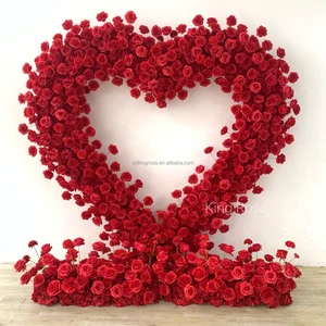 New Design Flower Arches Wedding Decoration Backdrop Artificial Red Heart Shaped Arch for Wedding Party Stage Decor
