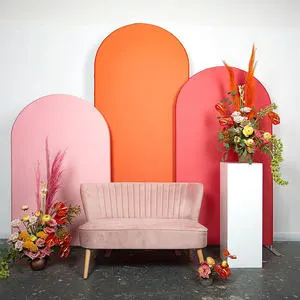 High Quality Slanted Arch-shape Aluminum Alloy Custom Design Backdrop Stand for Birthday Party Events-Washable & Fade Resistant