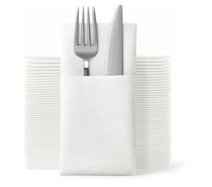 Prefold 40*40cm 55gsm White With Built In Pocket Pre-folded Disposable For Dinner Party Wedding Events Airlaid Napkin Paper