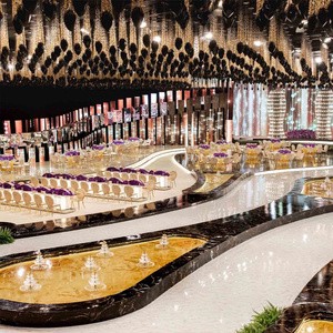 Large Size Wedding Event Decoration Ceiling Black Glass Stone Wedding Stage Party Hotel Decoration with Lighting