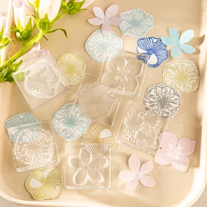 Flower-themed Acrylic Clear Stamps Custom Pattern Transparent Ice Mark Stamps Collection For DIY Decoration