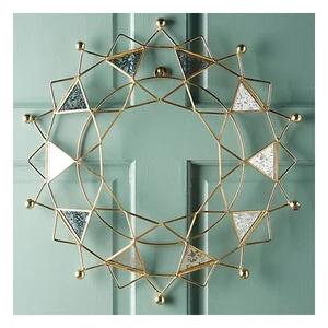 Handcrafted Export Grade Silver Metal Leaf Wreath with Elegant Floral Ring for Door and Wall Display