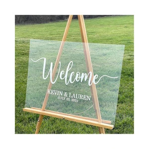 Customized Clear Rectangle Acrylic Wedding Sign High Quality Acrylic Welcome Sign for Wedding Office Home Store Restaurant
