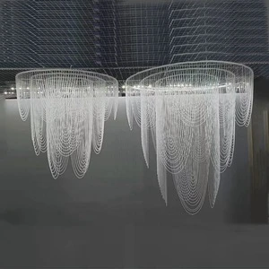 Smooth Crystal Beaded Ceiling Curtain with Circle Shape Modern Romantic Design for Wedding Banquet Events-Customized Color Size