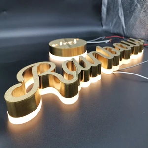 Custom 3D Logo LED Channel Letter Metal Backlit Sign Outdoor Business Advertising Light Box Shopfront Signage