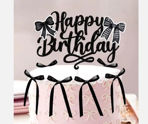 The Top of the High-end Black Rose Glittering Birthday Cake Is Decorated with a Bow and a Luxurious Party Cake