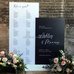 MILE Free Standing Large Alphabetical Black Wedding Sign Set Acrylic Seating Chart Wedding Sign Backdrop Stand