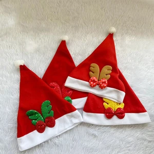 Soft Velvet Polyester Mini Santa Hat for Christmas Xmas New Year'S Holiday Party Adult Size