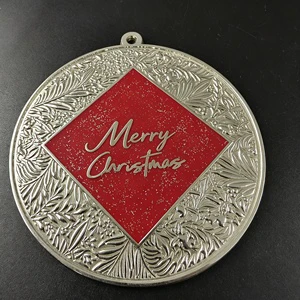 Custom Round Christmas Tree Ornament,Red Glitter Glass Paint Fill, Wholesale Bulk Custom Logo For Fan Gifts & Holiday Decor
