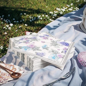 Colorful Eco-Friendly Disposable Degradable Floral Paper Napkins For Party Use