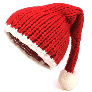 2025 Cute Pompom Santa Hat Soft Custom Logo 100% Acrylic High Quality Winter Party Christmas Decoration Kids Gift