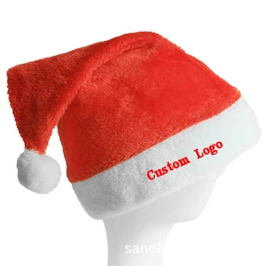 Custom Branded Promotional Santa Hats Customized Christmas Decorations Plush/Velvet/Non-woven Adult Kids Low Party Supplies