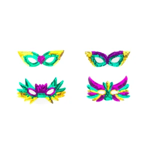 Carnival Masquerade Glitter Mask for Mardi Gras Party Sequin Face Masks with Accessories Party Decorations