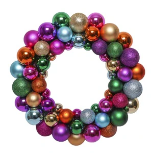 35cm Colorful Plastic Christmas Balls Wreath Christmas Holiday Items Supplier