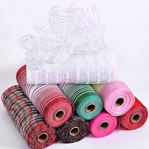 Ribest Christmas Deco Mesh Ribbon Gift DIY and Wreath Decoration Wholesale 5.5-21 Inch