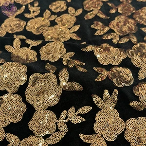 2025 Best-selling New Product 100% Polyester Soft Velvet Fabric Multi-Color Glitter Sequin Lace Evening Party Dresses Garment