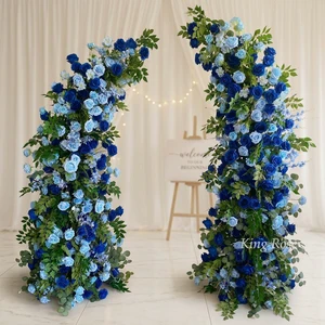 Artificial Wedding Flowers Arch Blue Wedding Aisle Flowers Centerpiece Wedding Floral for Arch Stage Backdrop Decor