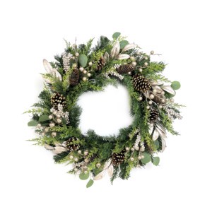 Customizable Eco-Friendly Dried Flower Christmas Wreath with Green Leaves - Luxury Holiday Decor for Home & Hotel