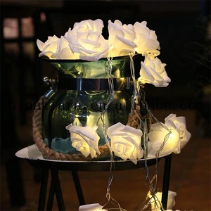 Hot Sale Wedding Decorative Light 1m 2m 3 m 10 20 30 50 LED Light up Rose Flower String Light for Home Room Decor
