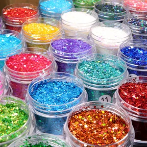 Wholesale 48 Colors Polyester Body Glitters Holographic Iridescent Chunky Glitter Mix 10G Jar for Resin Tumbler Craft DIY Nail