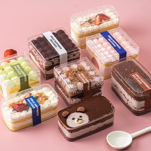 Popular Plastic Boxes Acrylic Transparent Biscuit Clear Square Pastry Plastic Tiramisu Dessert Cake Box