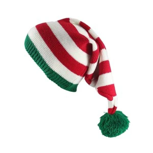 Santa Claus Plush Jacquard Knitted Thermal Cap Christmas Hat Winter Holiday Celebration 100% Polyester Unisex