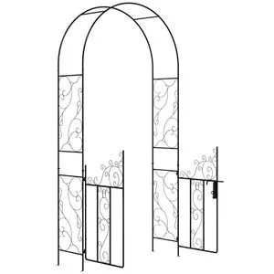 Secure 7.44ft Black Garden Trellis Durable Weatherproof Metal Archway for Vines and Climbing Flowers Wedding Arch