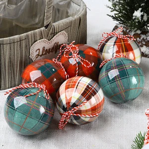 Christmas Tree Pendants Printed Stickers Foam Ball Plaid Styrofoam Christmas Balls