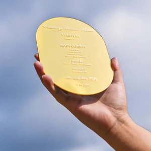 Customizable Content Wedding Gold Mirrored Menu Sign - 6x9 Inches Acrylic Invitation Cards