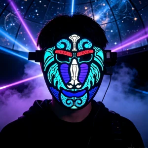 PYL Brand EL Sheet Mask for Masquerade & Theme Parties Customizable Design Socket Mounting Flashes Music Stunning Party Effect
