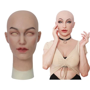 Silicone Artificial Facial Mask Man to Woman Silicone Masks Party Mask for Crossdresser Drag Queen Head Cover