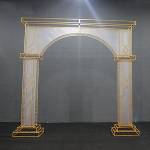 Metal Wedding Flower Arch Frame Circle Gold Wedding Props Stage Background Wreath Backdrop Round square Arch Wedding Decoration