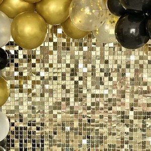 New Type Interlock Glitter Square Light Gold Panel Plastic Sequin Panels Shimmer Wall Backdrops Panel Birthday Party Events Use