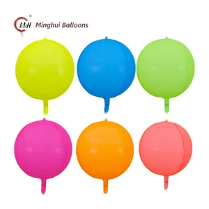 Wholesale Neon Color 4D Round Aluminum Foil Balloon 22