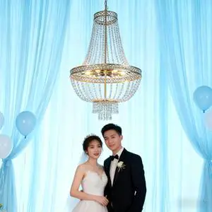 CE Certified New Wedding Props European Iron Plating Crystal Bead Curtain Chandelier Wedding Venue Layout Stage Decorative Light