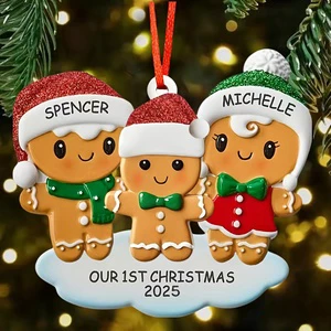 Customized Name Modern Christmas Cartoon Cute Resin Gingerbread Man Design Christmas Tree Ornament