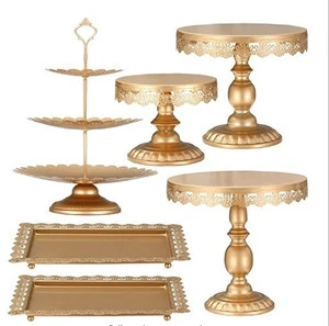 Round Cake Decorations Supplies Dessert Table Cupcake Display Tray Wedding Party Metal Painted Cake Stand Set