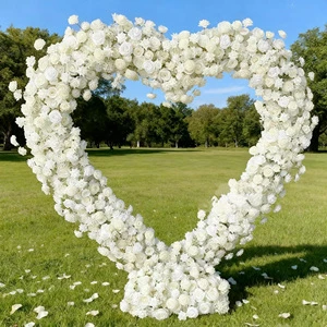 Thickened Frame Outdoor Metal Balloon Party Arch Decorations Prop White Gold Heart Shaped Wedding Arch Backdrop Stand