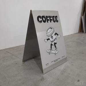 Wholesale Custom Mirror Stainless Steel A Frame Sign Folding Sidewalk Advertising Board For Cafe Retail Store MOQ 10 PCS