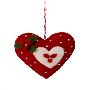 Best Himalaya Handmade Eco-Friendly 100% Certified Felt Wool Red Heart Christmas Tree Ornament Traditional Decor Wall Hanging