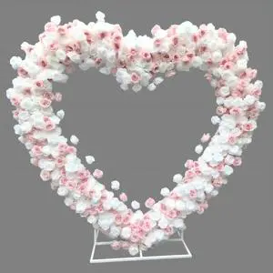 White Heart Flower Wedding Arch Customize Colorful Top Artificial Silk Backdrop with Flowers for Wedding Arrangement Decoration