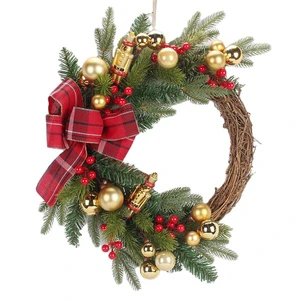 Holiday Home Decoration Christmas Wreath Decoration 20-Inch Christmas Ball Bow Combination Christmas Wreath