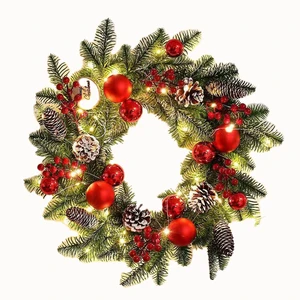 New Holiday Celebration Artificial Christmas Door Wreath Colorful Flower Wreath Christmas Decoration
