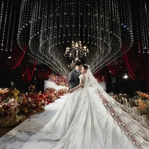 Custom Project Decoration Hotel Banquet Hall Modern Wedding Led Crystal Chandelier Lighting