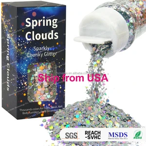 4 Colors 57g/2oz Holographic Silver Glitter Flakes For Mermaid Sequins For Crafts Resin Art Nail Art and DIY Decorative Painting
