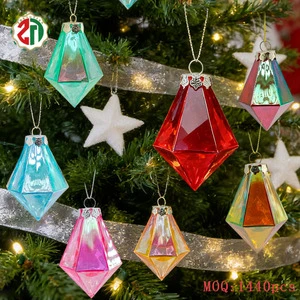 Plastic Iridescent Decorative Balls Christmas Tree Decoration Hanging Acrylic Diamond Pendant Bead Ornaments for Party Supplies