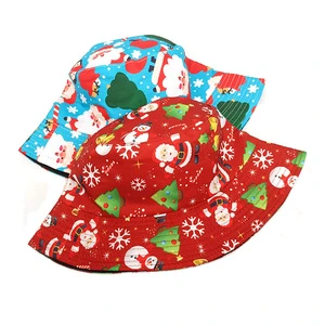 European and American New Santa Claus Snowman Snowflake Fisher Hat Christmas Bucket Hat for Men Women