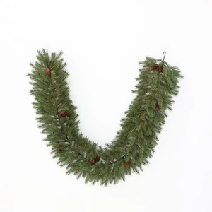 Lifelike Green Pine Christmas Wreath and Garland With Pinecones Artificial Xmas Door Decoration