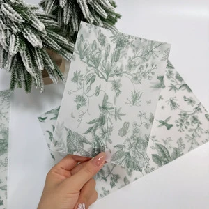 Vintage Themed Wedding Transparent Vellum Jacket Pre-Folded Green Blue Vellum Papers for 5x7 Invitations