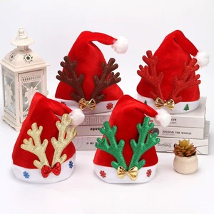 New Xmas Christmas Hat Santa Claus Reindeer Snowman Deer Xmas Gifts Cap Fashion Christmas Hats for Adult and Child With Pom